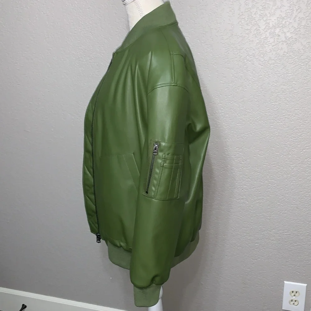 Hudson Green Vegan Leather Bomber S